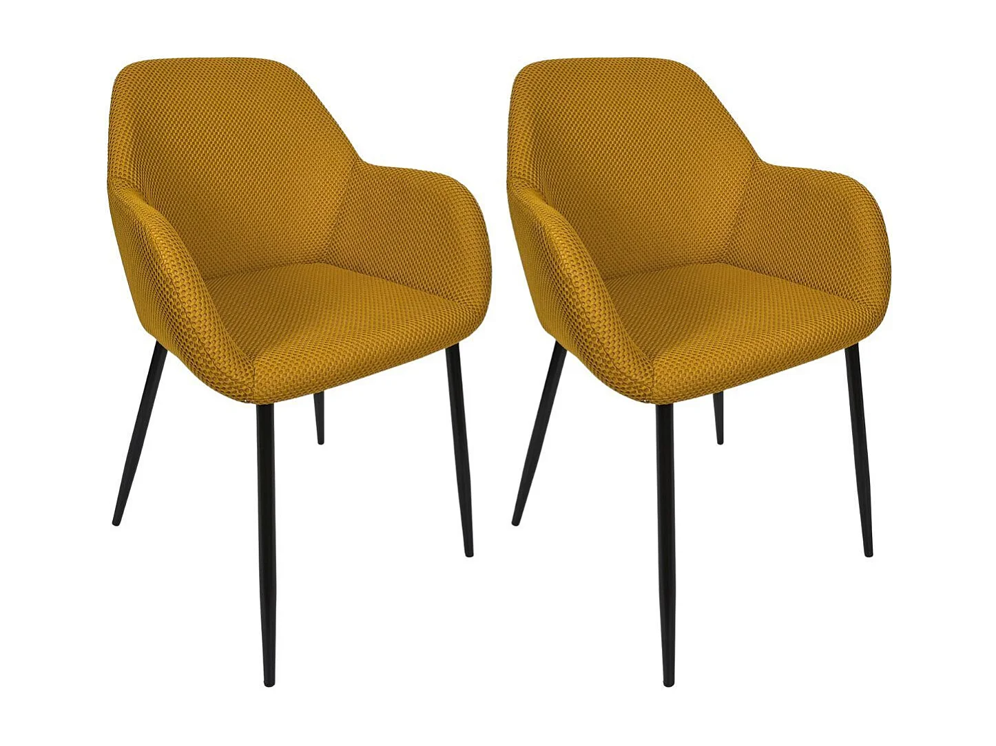 Lot de 2 fauteuils de table en tissu texturé maille 3D jaune - ELECTRON