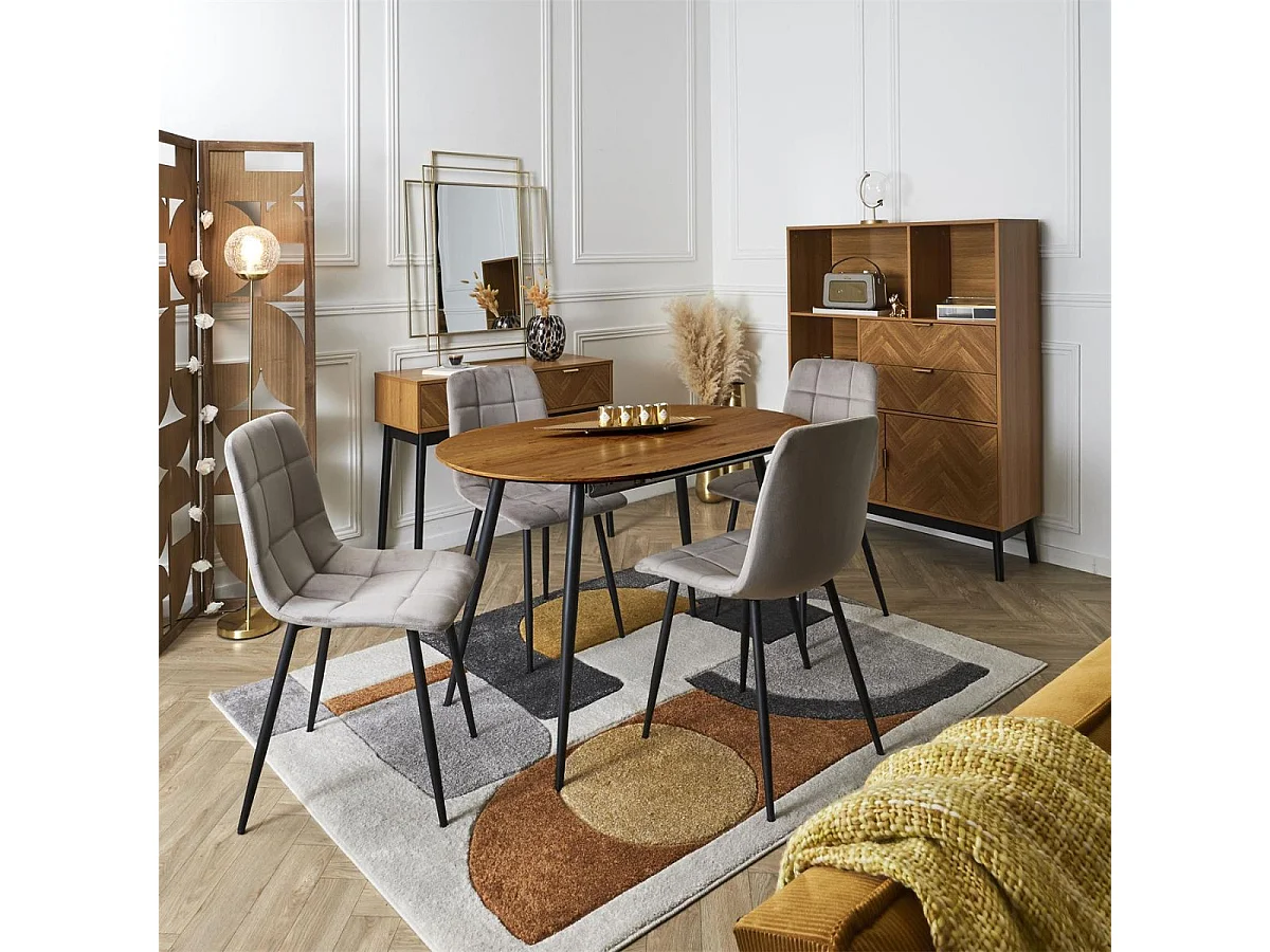 Lot de 6 chaises matelassées en tissu toucher doux taupe - MATELIA