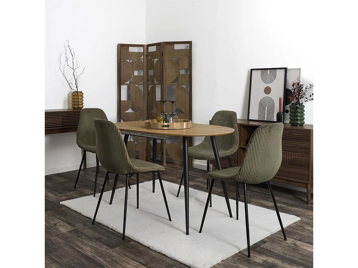 Lot de 6 chaises en velours côtelé coloris vert - AMORY