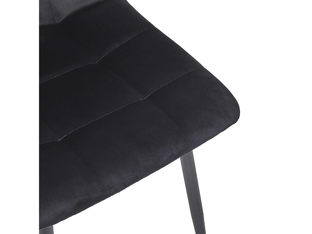 Lot de 4 chaises matelassées en tissu toucher doux noir - MATELIA