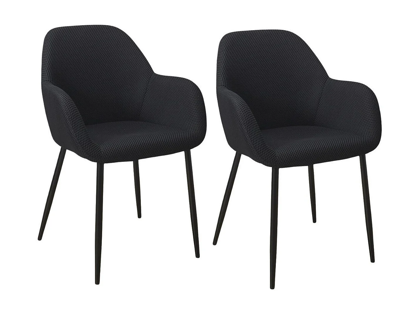 Lot de 2 fauteuils de table en tissu texturé maille 3D noir - ELECTRON