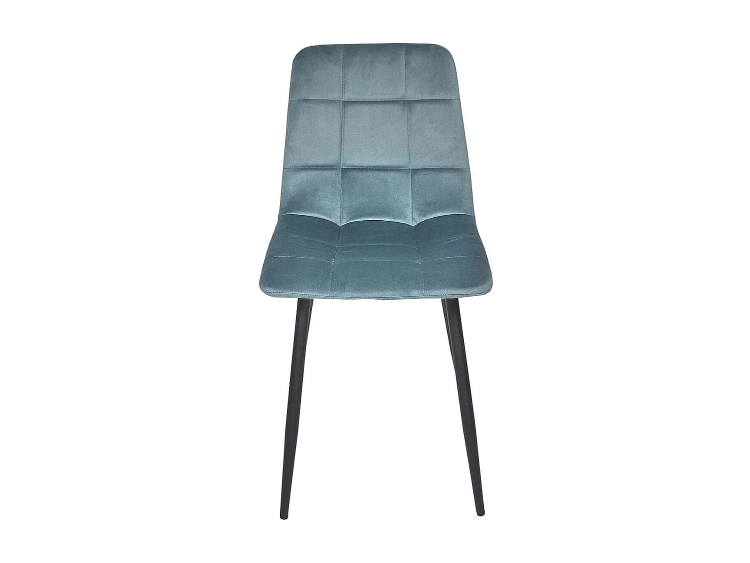 Lot de 4 chaises matelassées en tissu toucher doux bleu canard - MATELIA