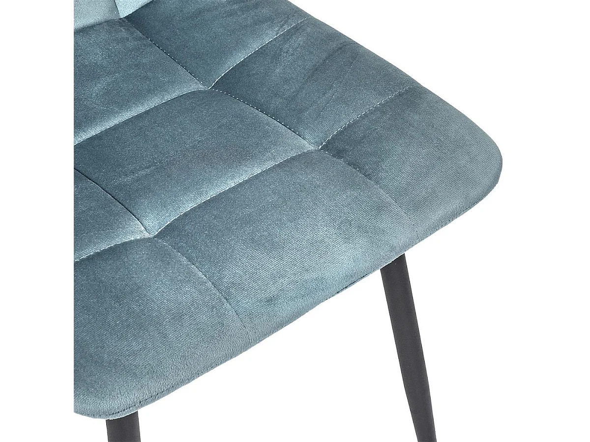 Lot de 4 chaises matelassées en tissu toucher doux bleu canard - MATELIA