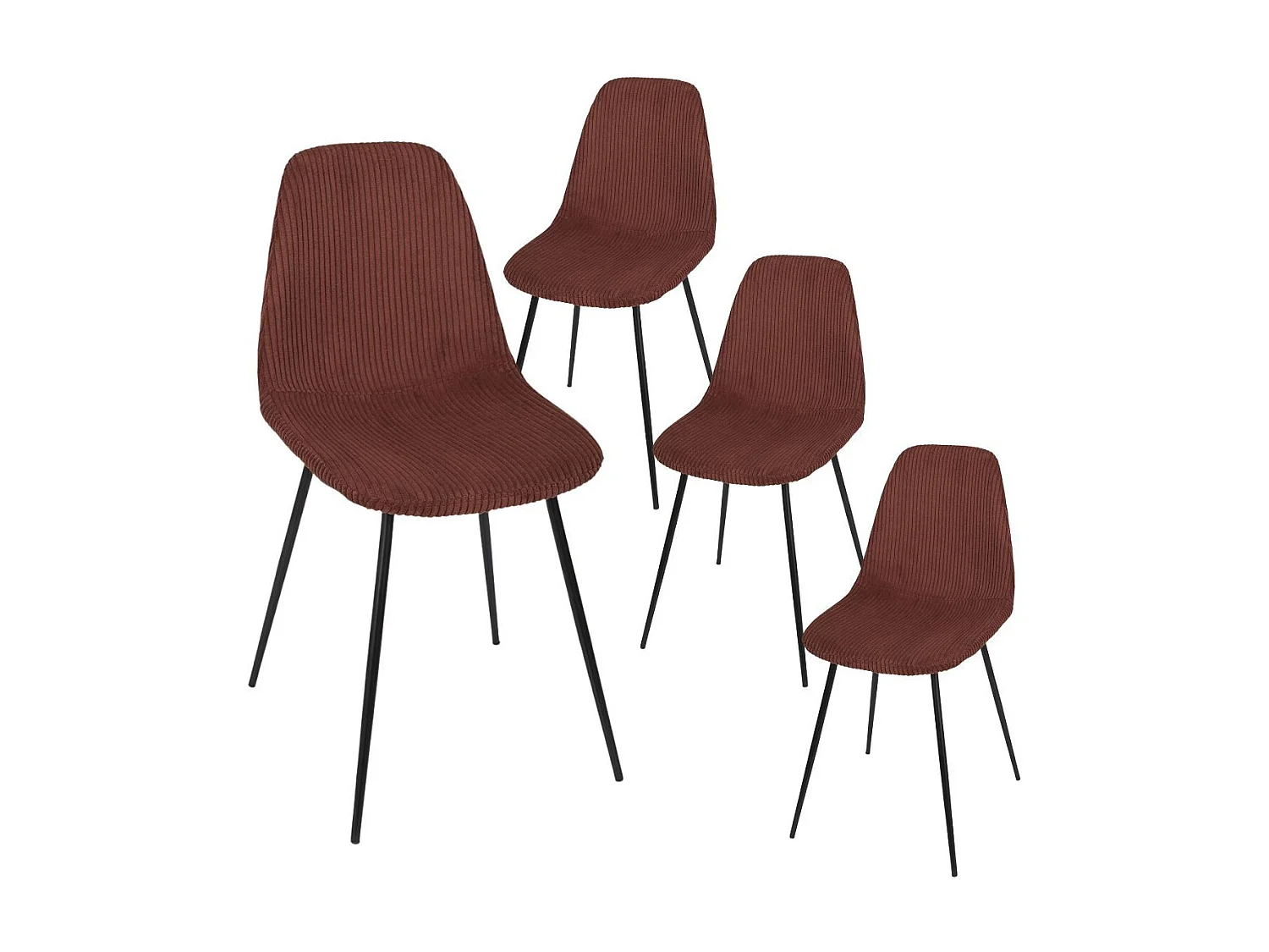 Lot de 4 chaises en velours côtelé coloris terracotta - AMORY
