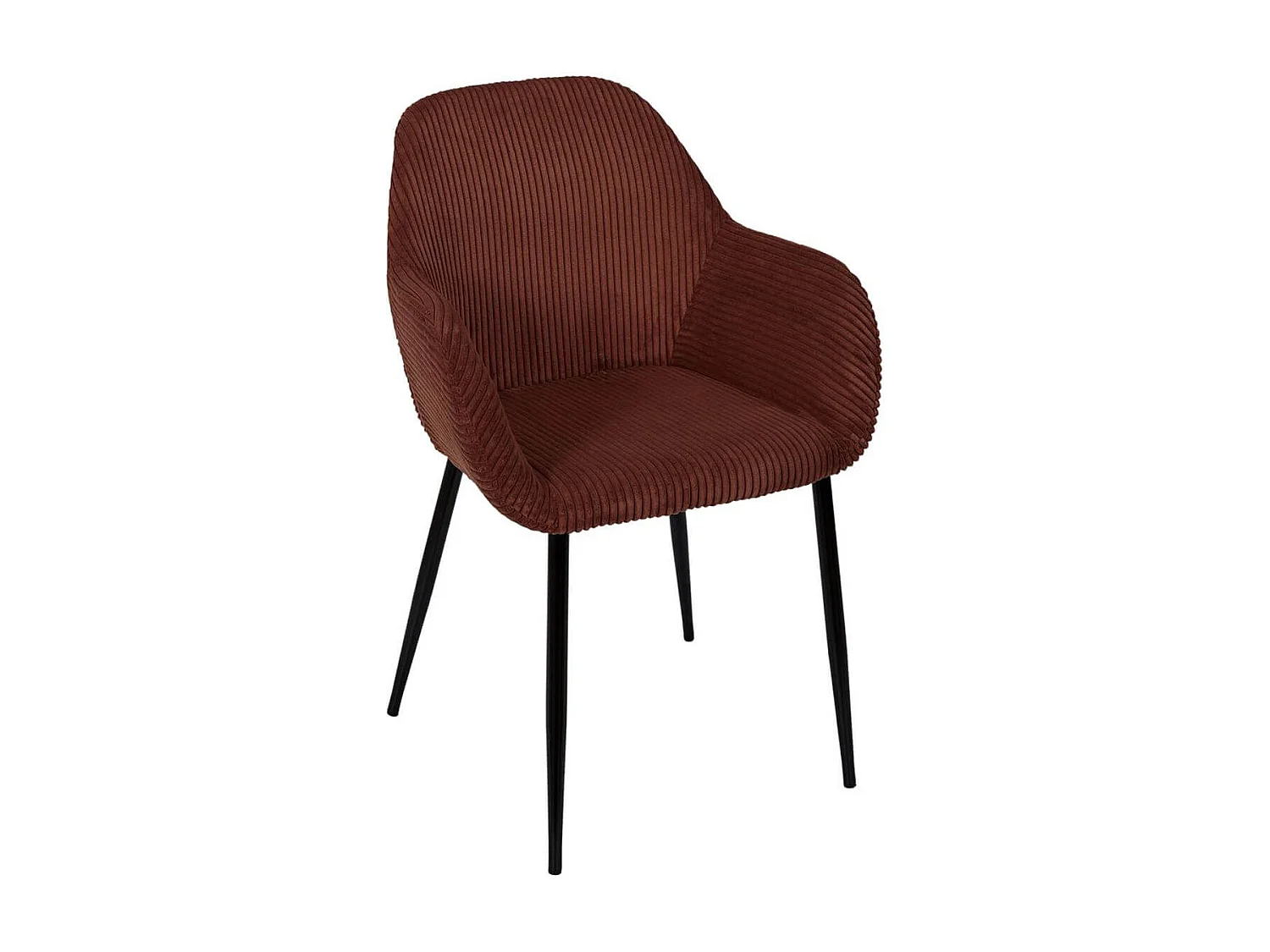 Lot de 4 fauteuils de table en velours côtelé coloris terracotta - AMORY