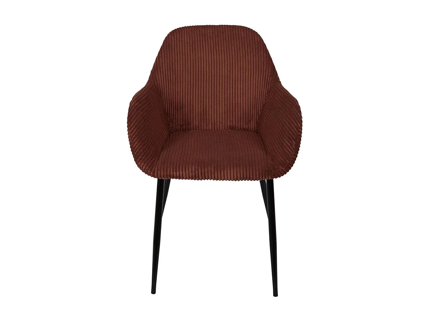 Lot de 4 fauteuils de table en velours côtelé coloris terracotta - AMORY