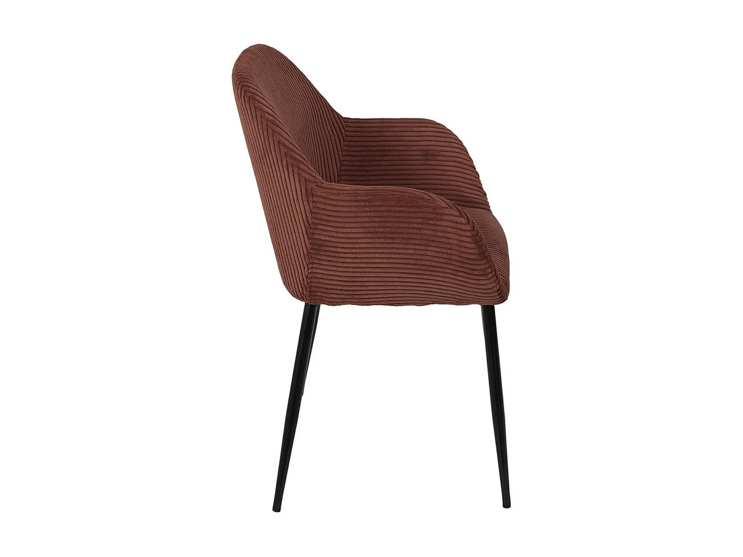 Lot de 4 fauteuils de table en velours côtelé coloris terracotta - AMORY