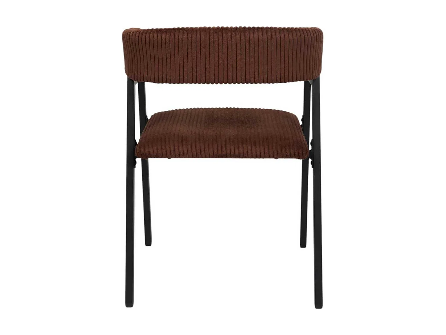 Lot de 4 fauteuils de table design en métal et velours côtelé coloris terracotta - AMORY