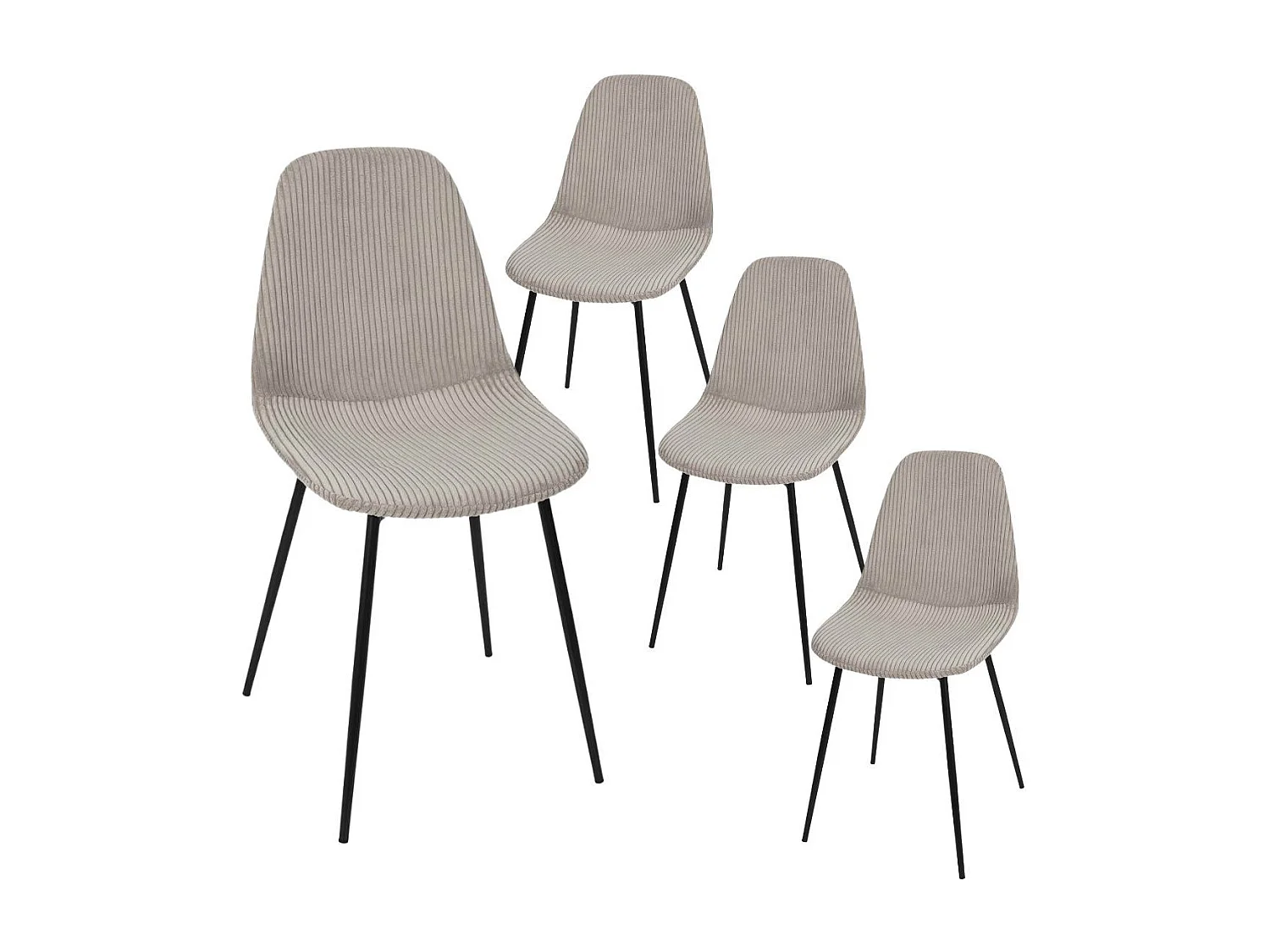 Lot de 4 chaises en velours côtelé coloris taupe - AMORY