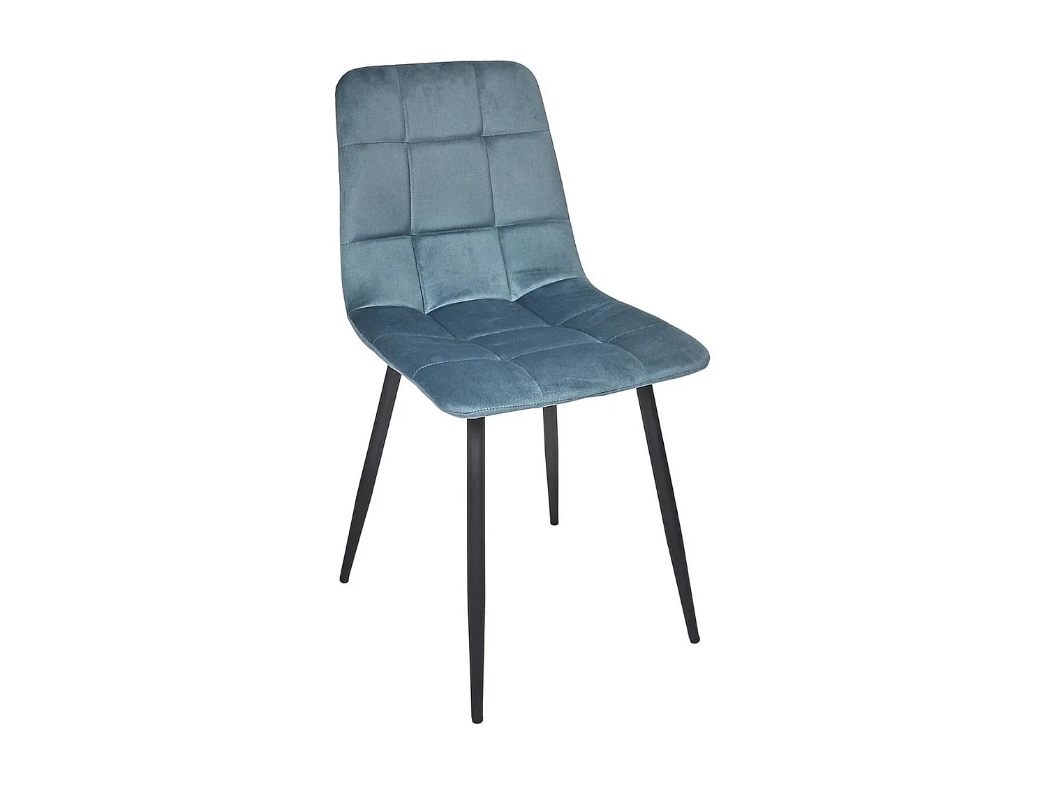 Lot de 2 chaises matelassées en tissu toucher doux bleu canard - MATELIA