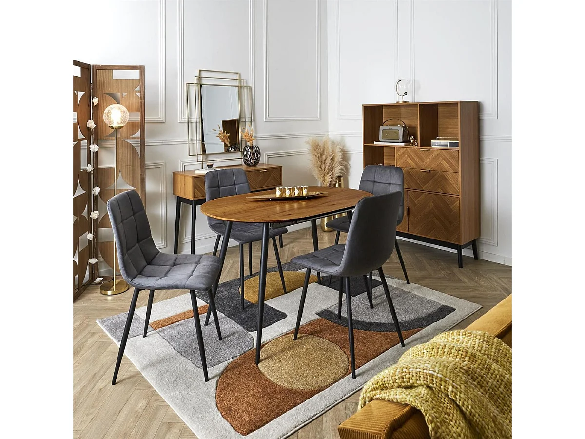 Lot de 2 chaises matelassées en tissu toucher doux gris - MATELIA