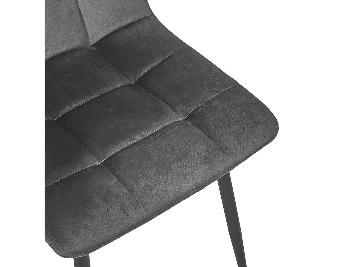 Lot de 2 chaises matelassées en tissu toucher doux gris - MATELIA