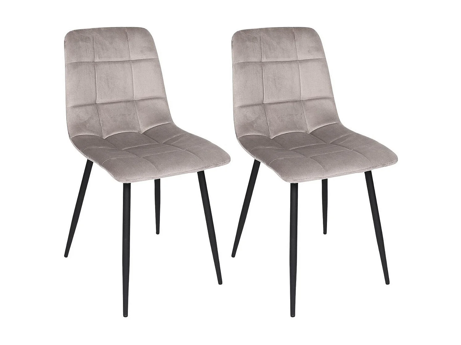 Lot de 2 chaises matelassées en tissu toucher doux taupe - MATELIA