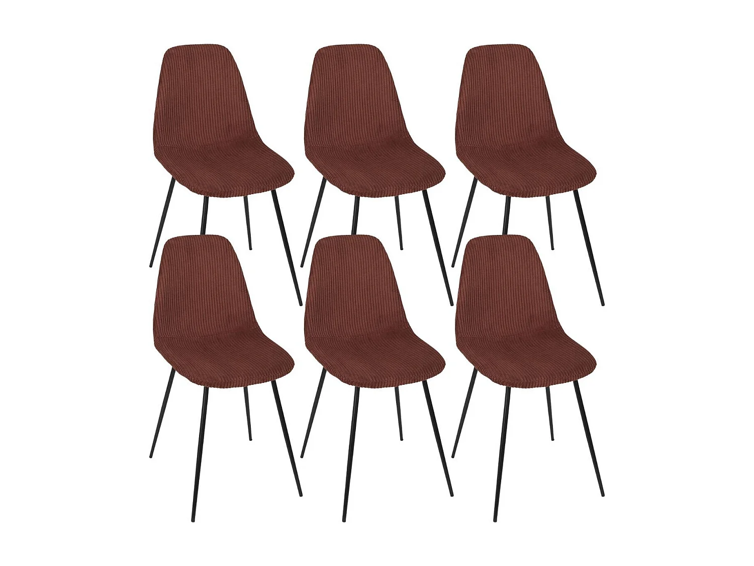 Lot de 6 chaises en velours côtelé coloris terracotta - AMORY