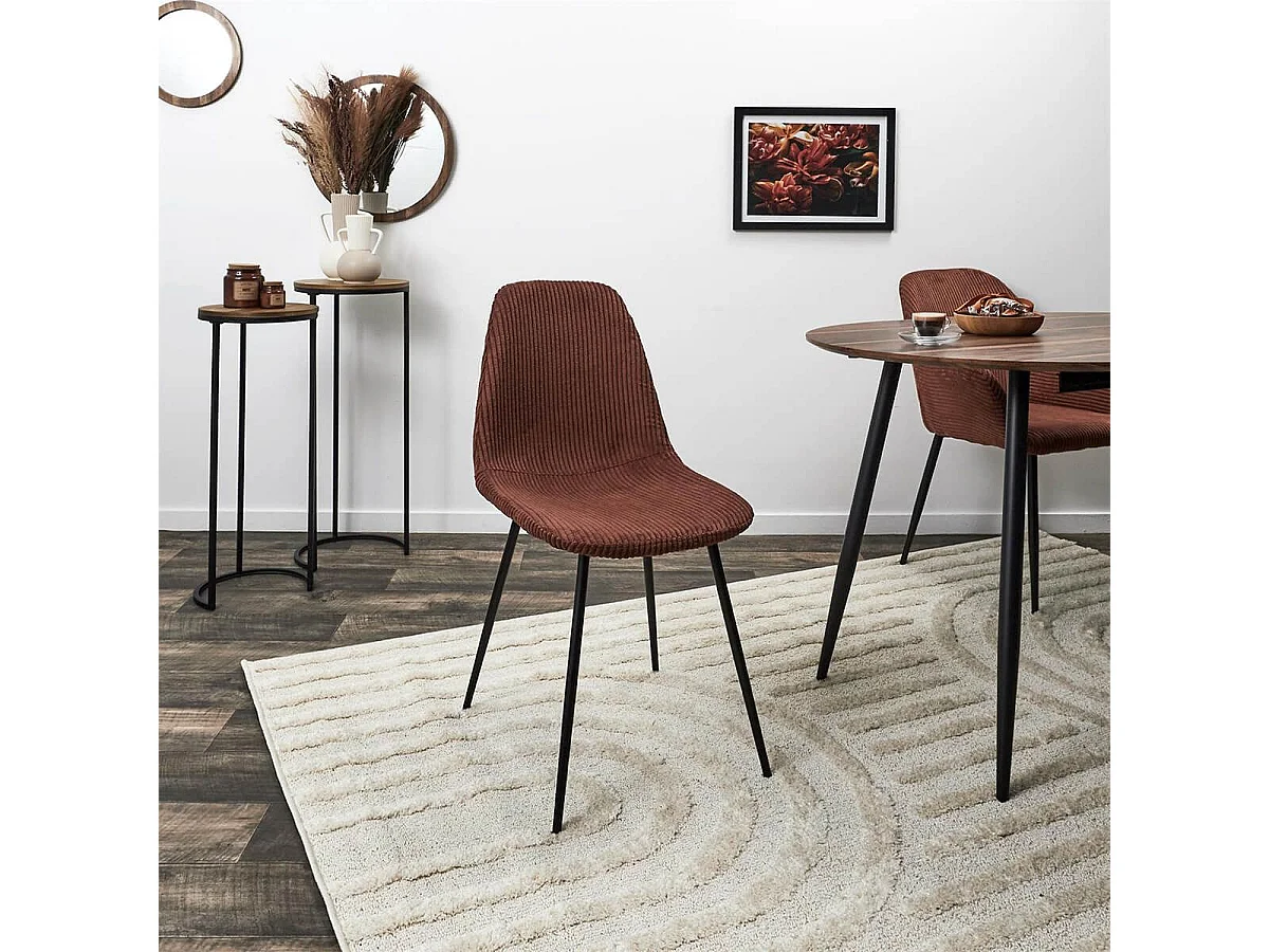 Lot de 6 chaises en velours côtelé coloris terracotta - AMORY