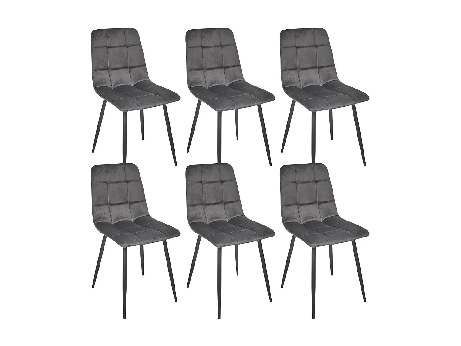 Lot de 6 chaises matelassées en tissu toucher doux gris - MATELIA