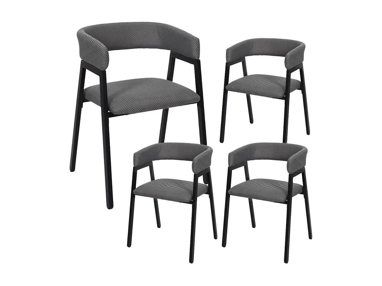Lot de 4 fauteuils design de table en tissu texturé maille 3D gris - ELECTRON