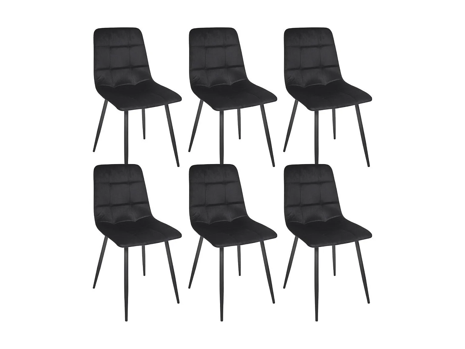 Lot de 6 chaises matelassées en tissu toucher doux noir - MATELIA