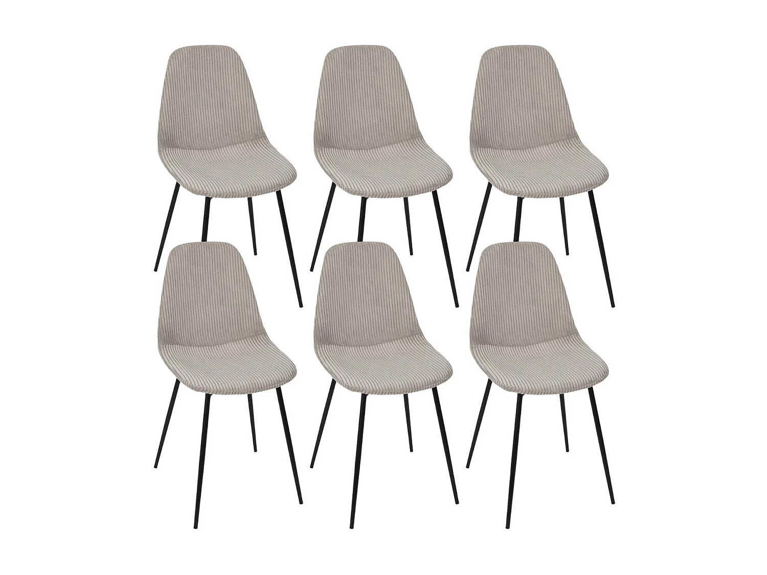 Lot de 6 chaises en velours côtelé coloris taupe - AMORY