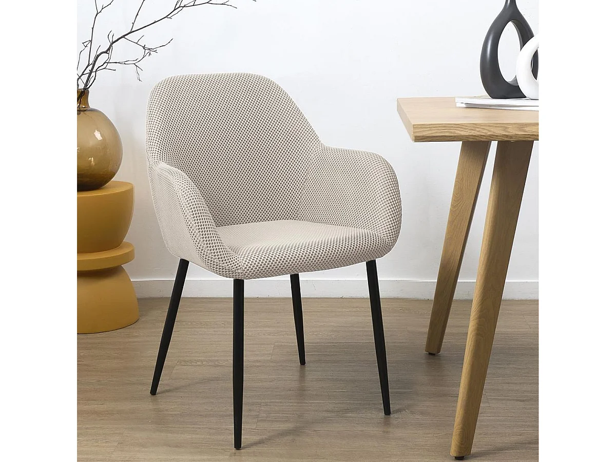 Lot de 4 fauteuils de table en tissu texturé maille 3D gris - ELECTRON