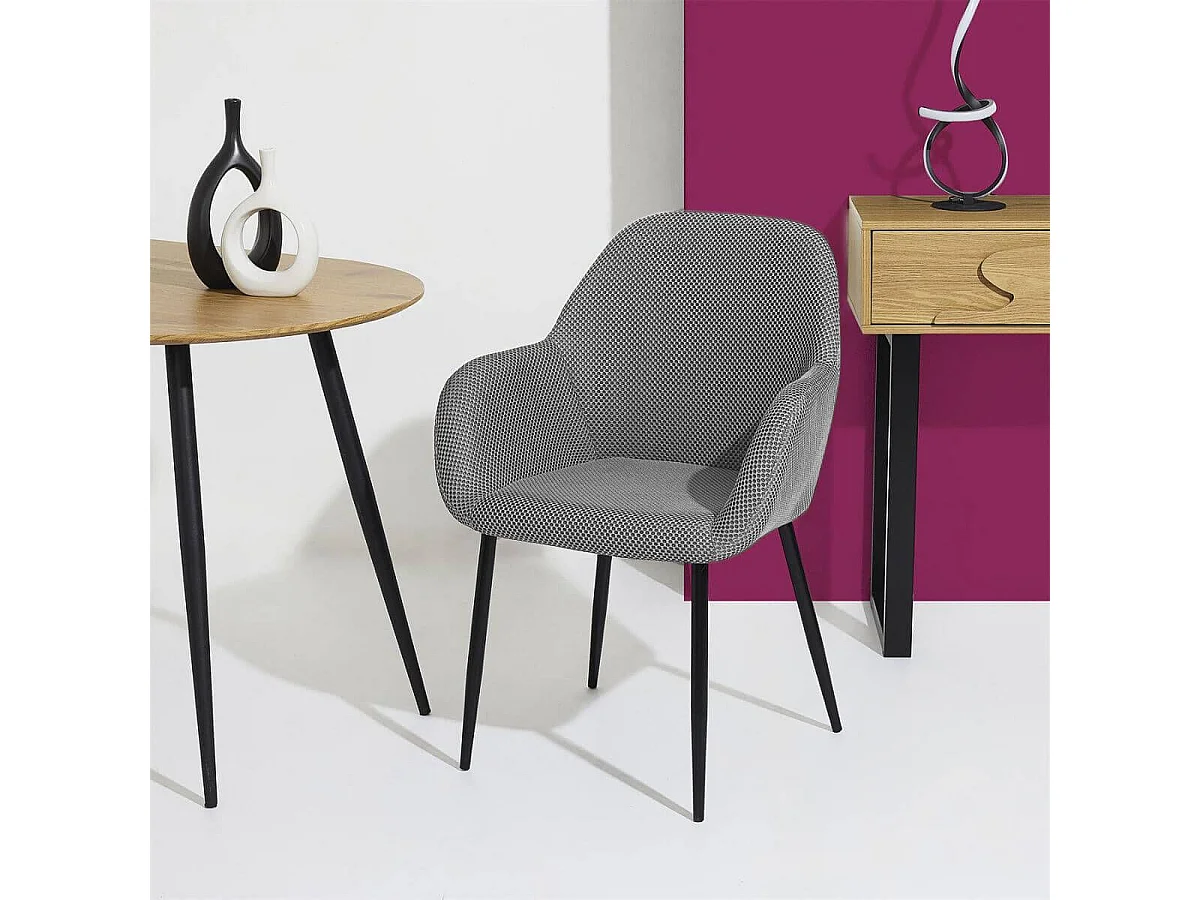 Lot de 4 fauteuils de table en tissu texturé maille 3D gris - ELECTRON