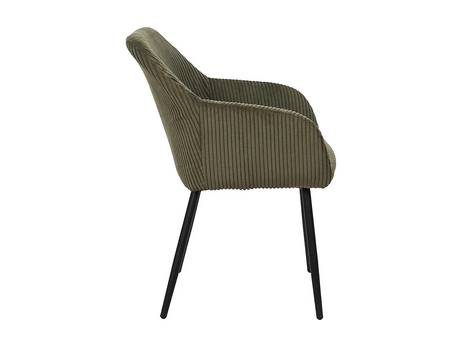 Lot de 4 fauteuils de table en velours côtelé coloris vert - AMORY