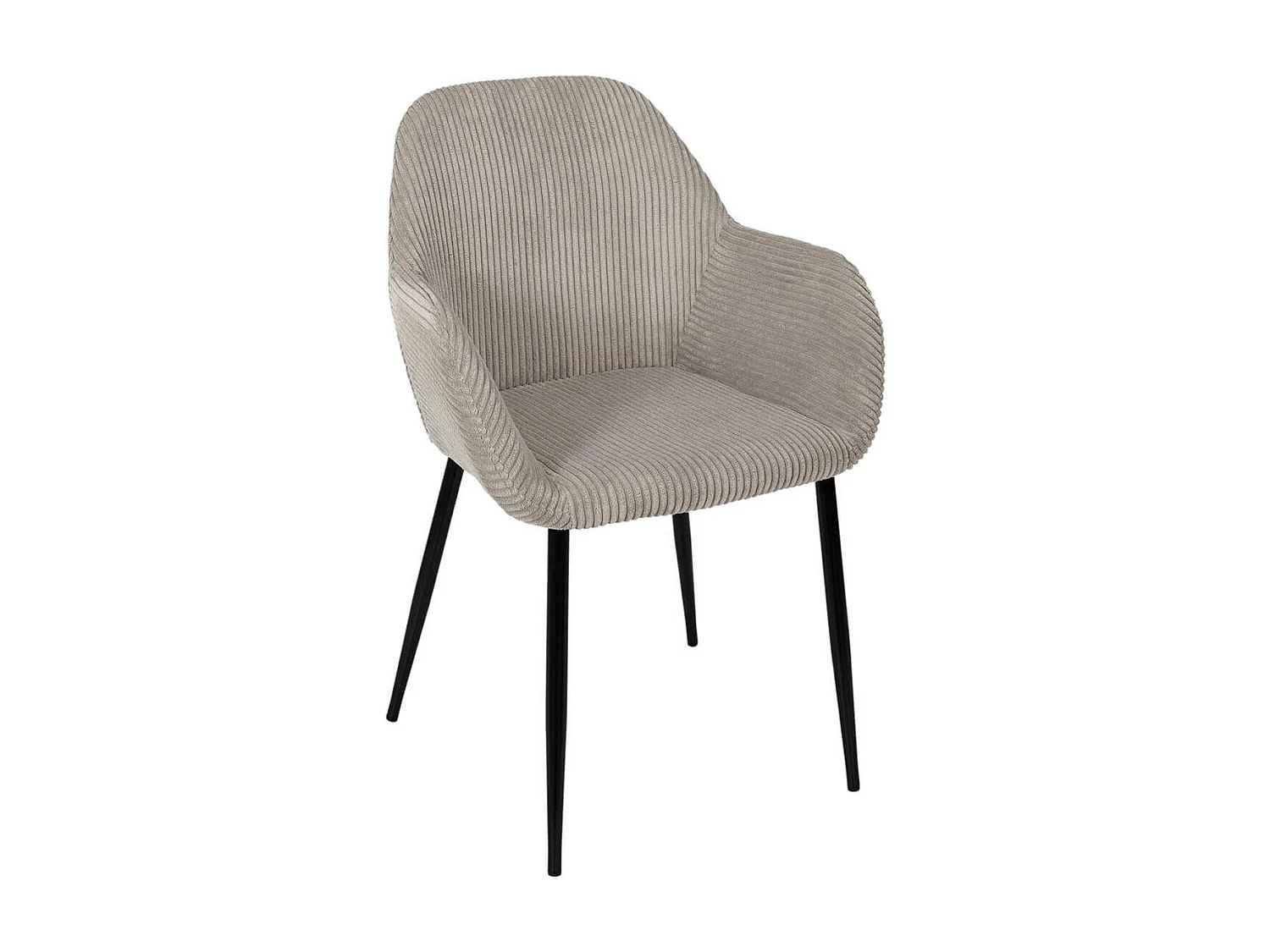 Lot de 4 fauteuils de table en velours côtelé coloris taupe - AMORY