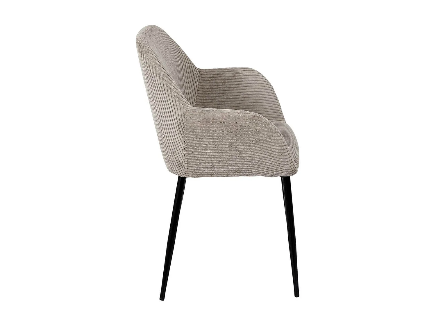 Lot de 4 fauteuils de table en velours côtelé coloris taupe - AMORY