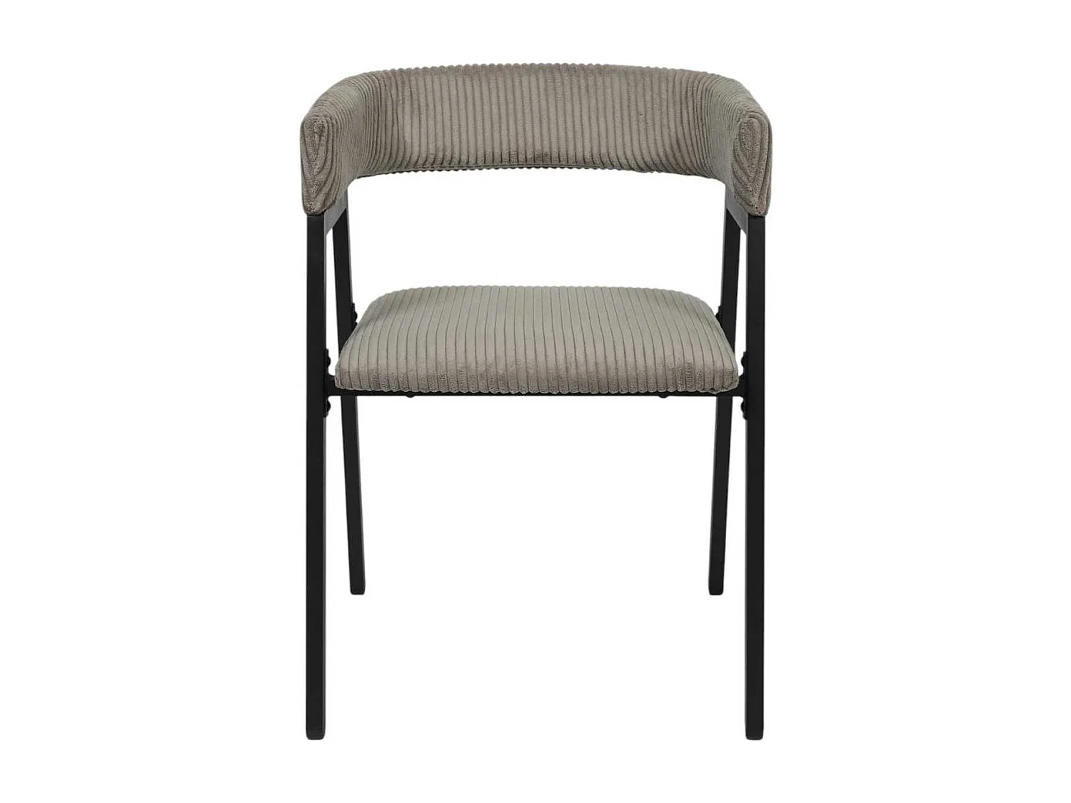 Lot de 4 fauteuils de table design en métal et velours côtelé coloris taupe - AMORY