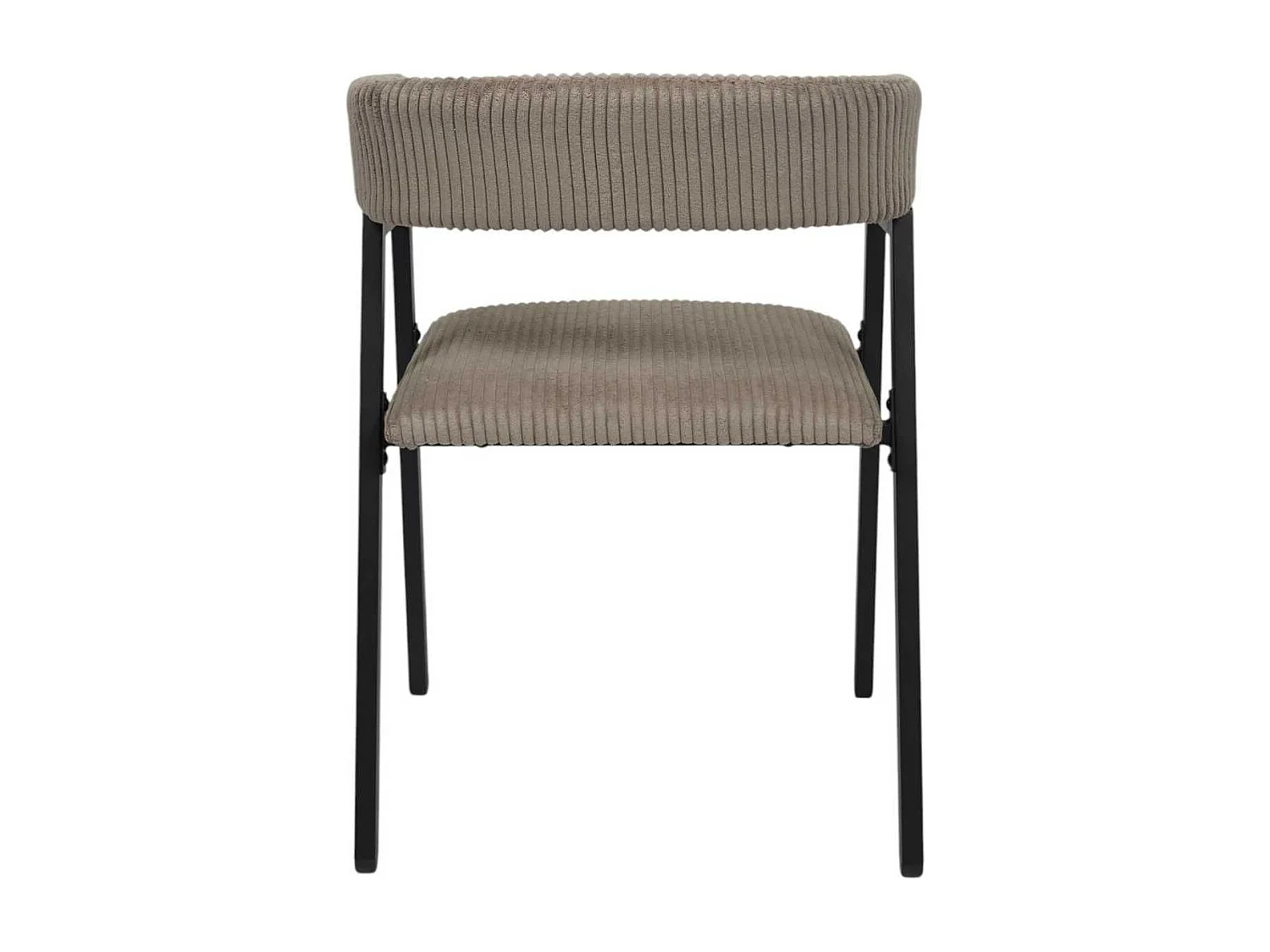 Lot de 4 fauteuils de table design en métal et velours côtelé coloris taupe - AMORY