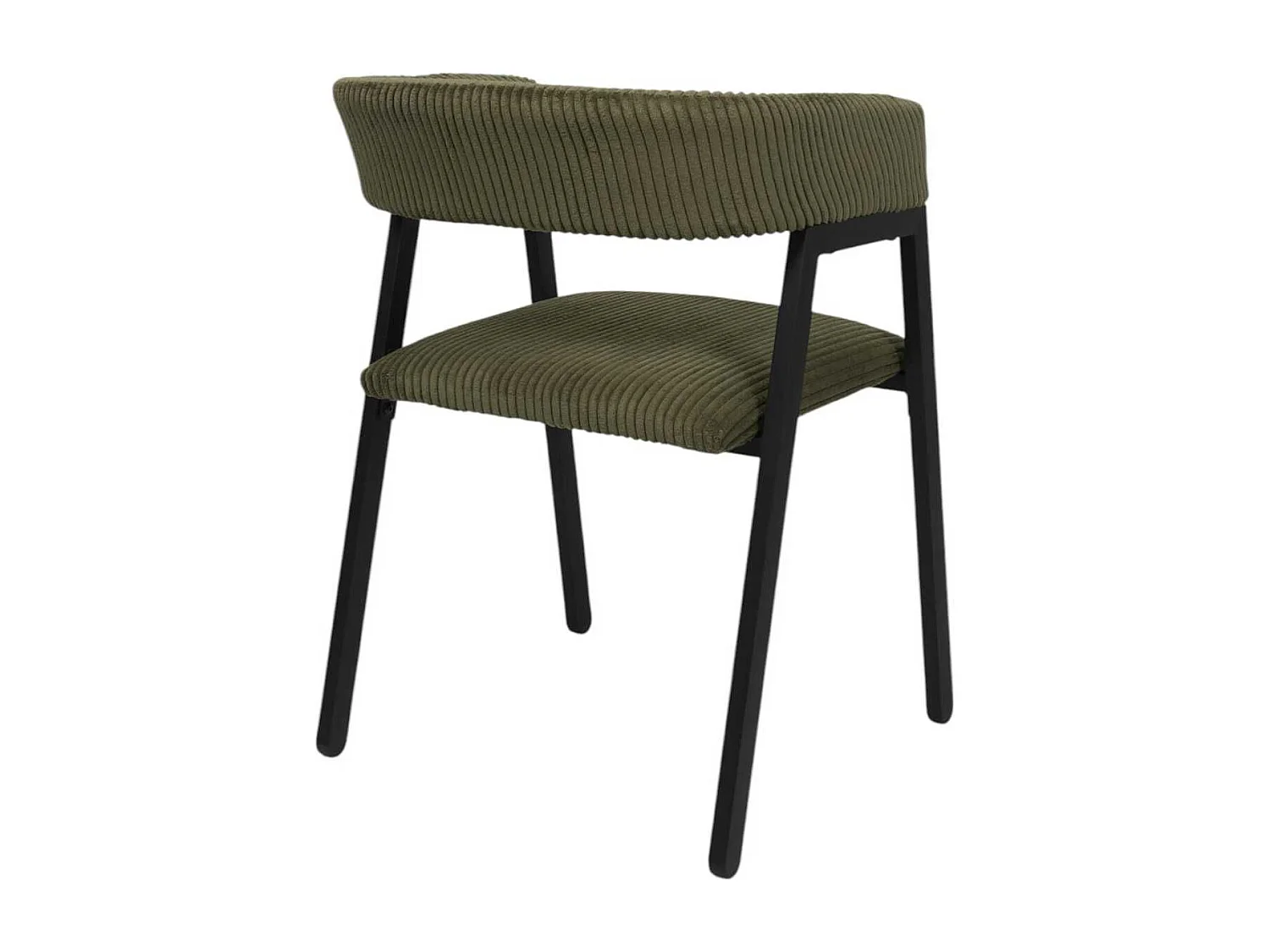 Lot de 4 fauteuils de table design en métal et velours côtelé coloris vert - AMORY