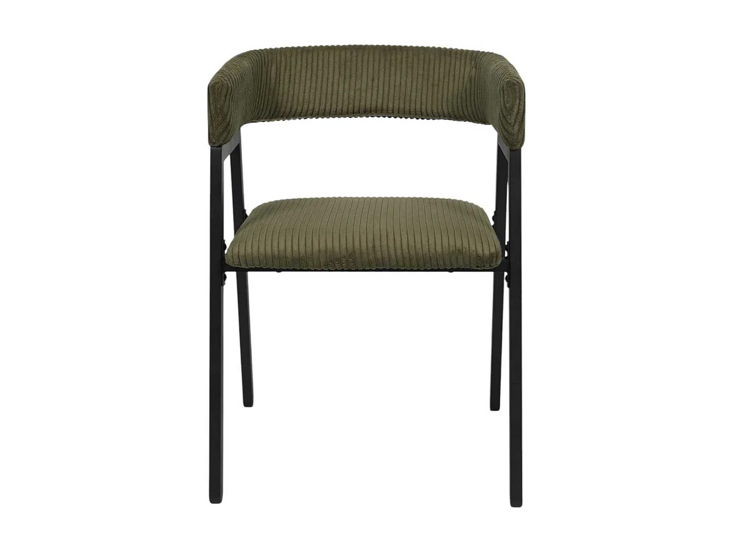 Lot de 4 fauteuils de table design en métal et velours côtelé coloris vert - AMORY