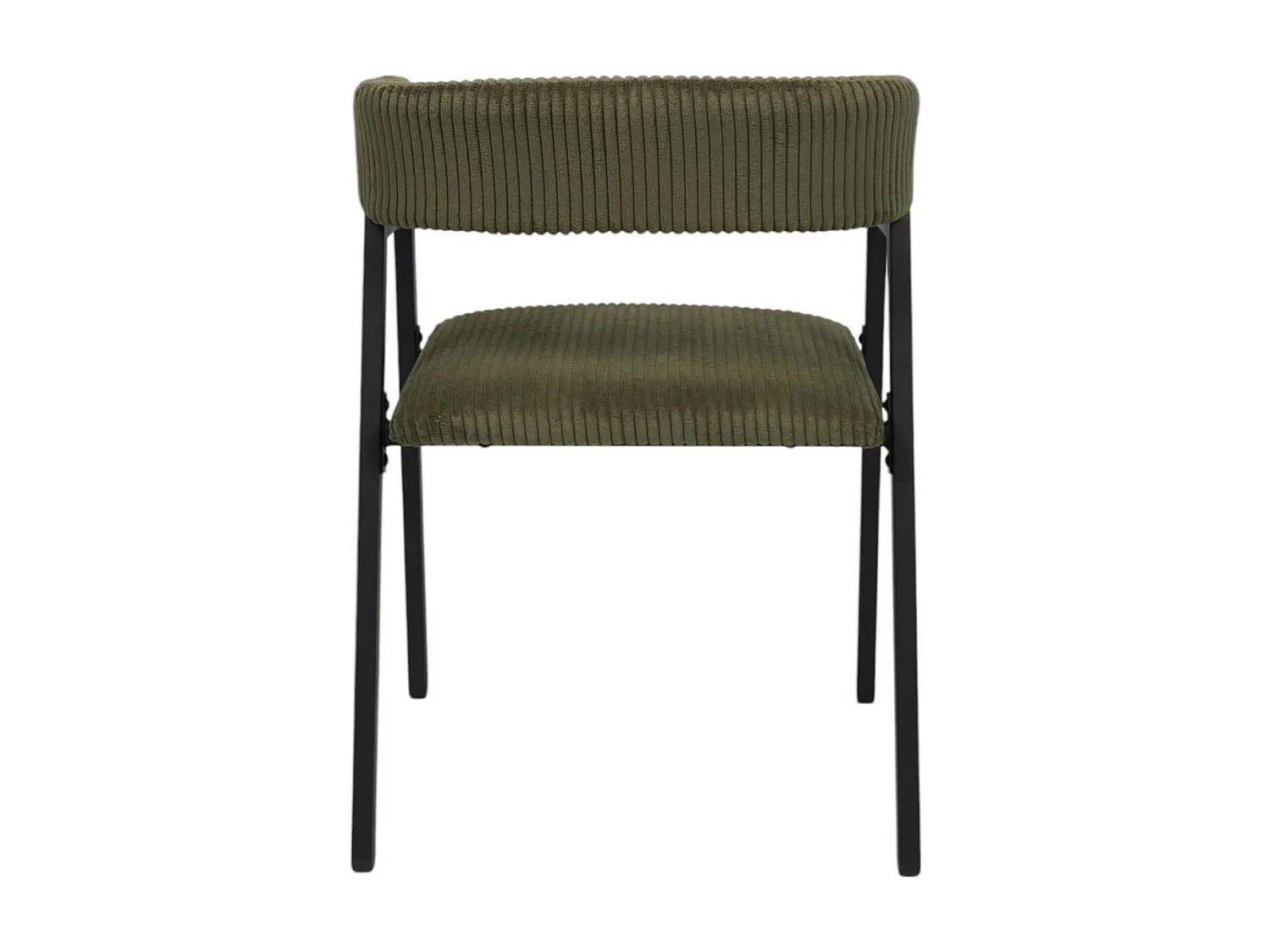 Lot de 4 fauteuils de table design en métal et velours côtelé coloris vert - AMORY