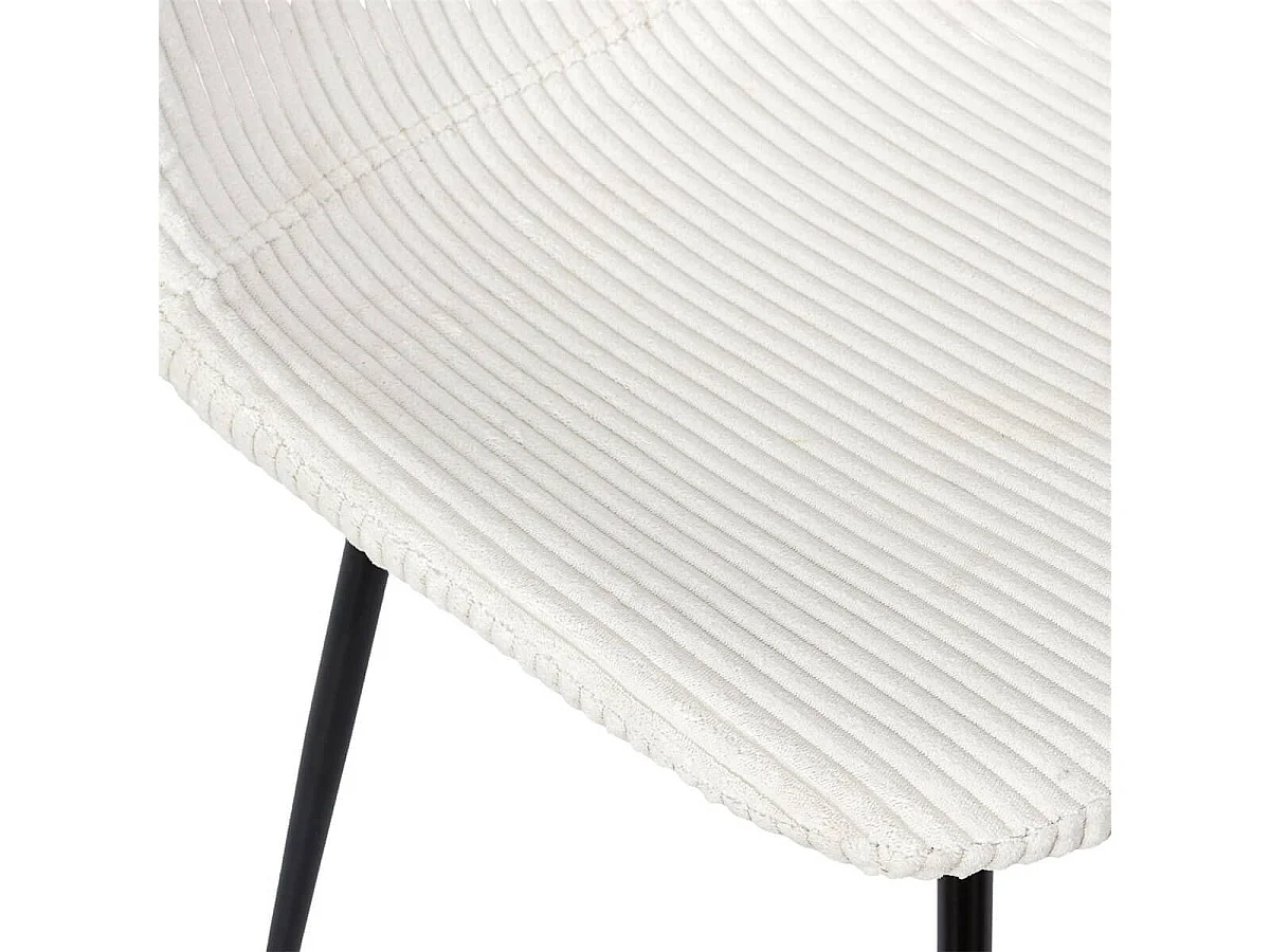 Lot de 6 chaises en velours côtelé coloris crème - AMORY