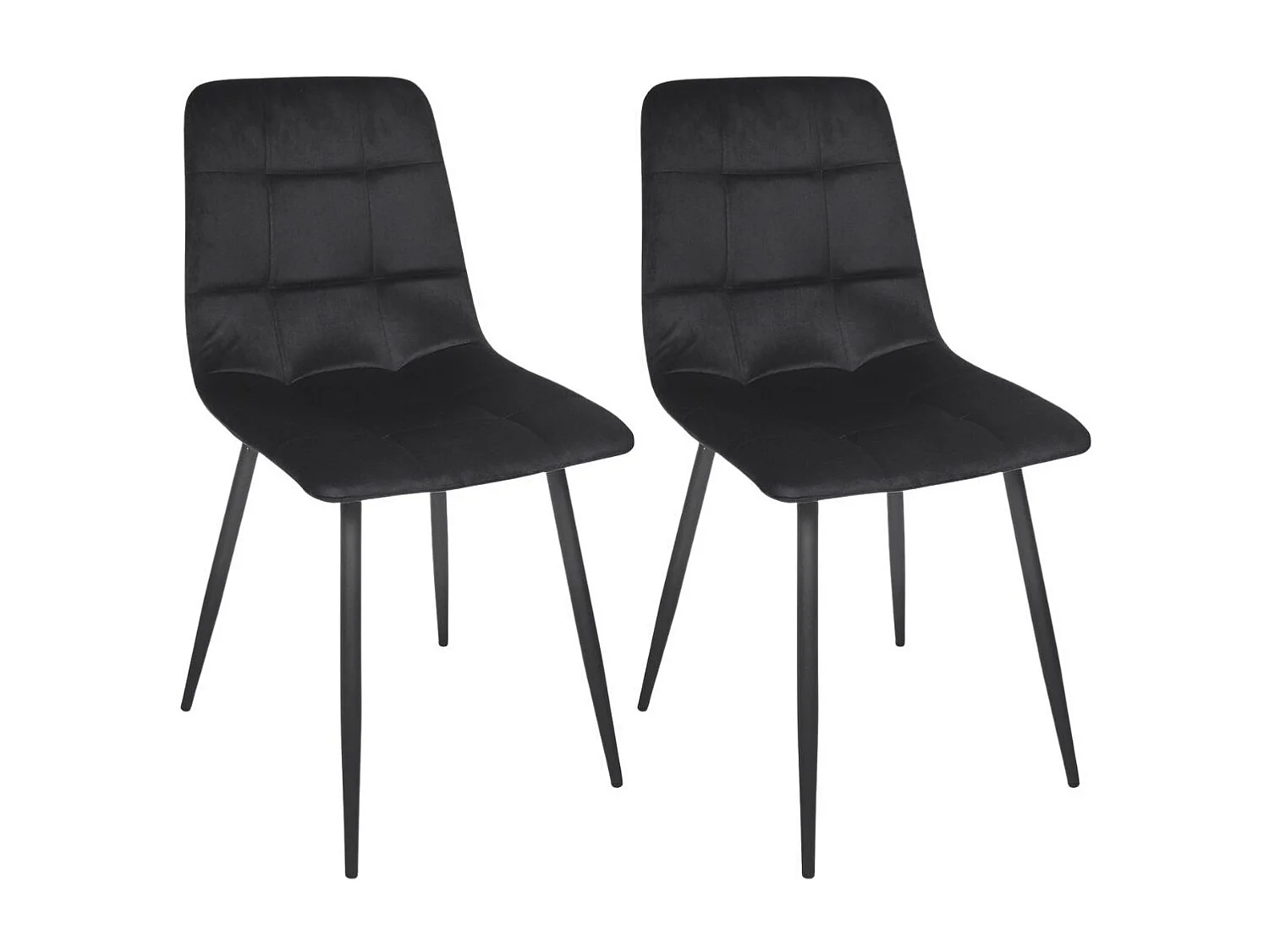 Lot de 2 chaises matelassées en tissu toucher doux noir - MATELIA