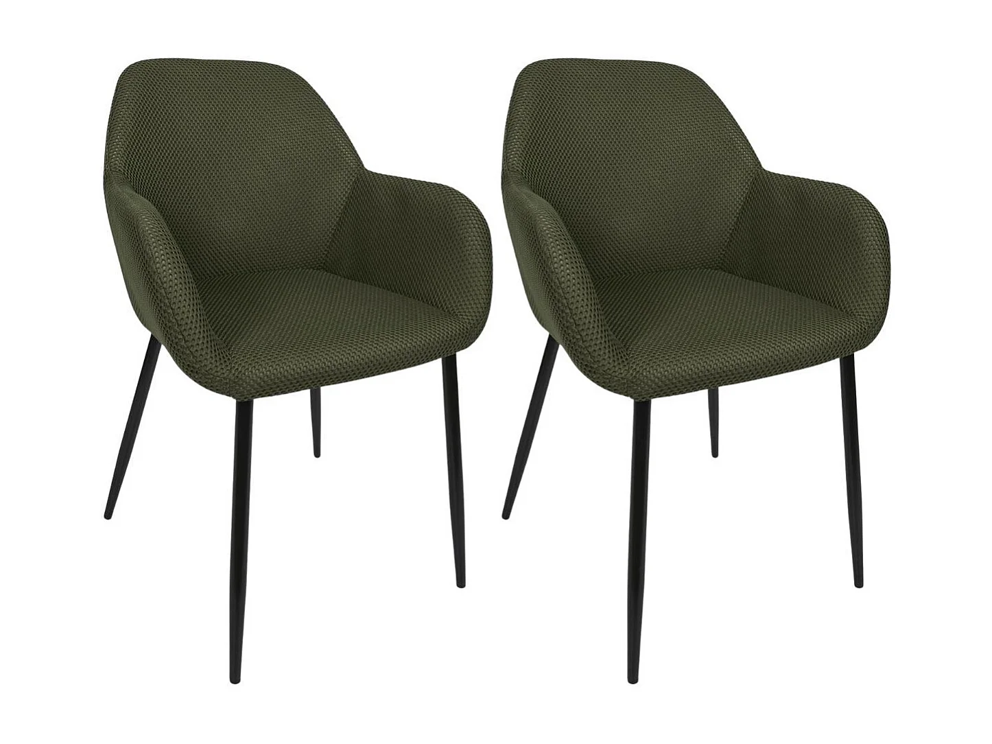 Lot de 2 fauteuils de table en tissu texturé maille 3D kaki - ELECTRON