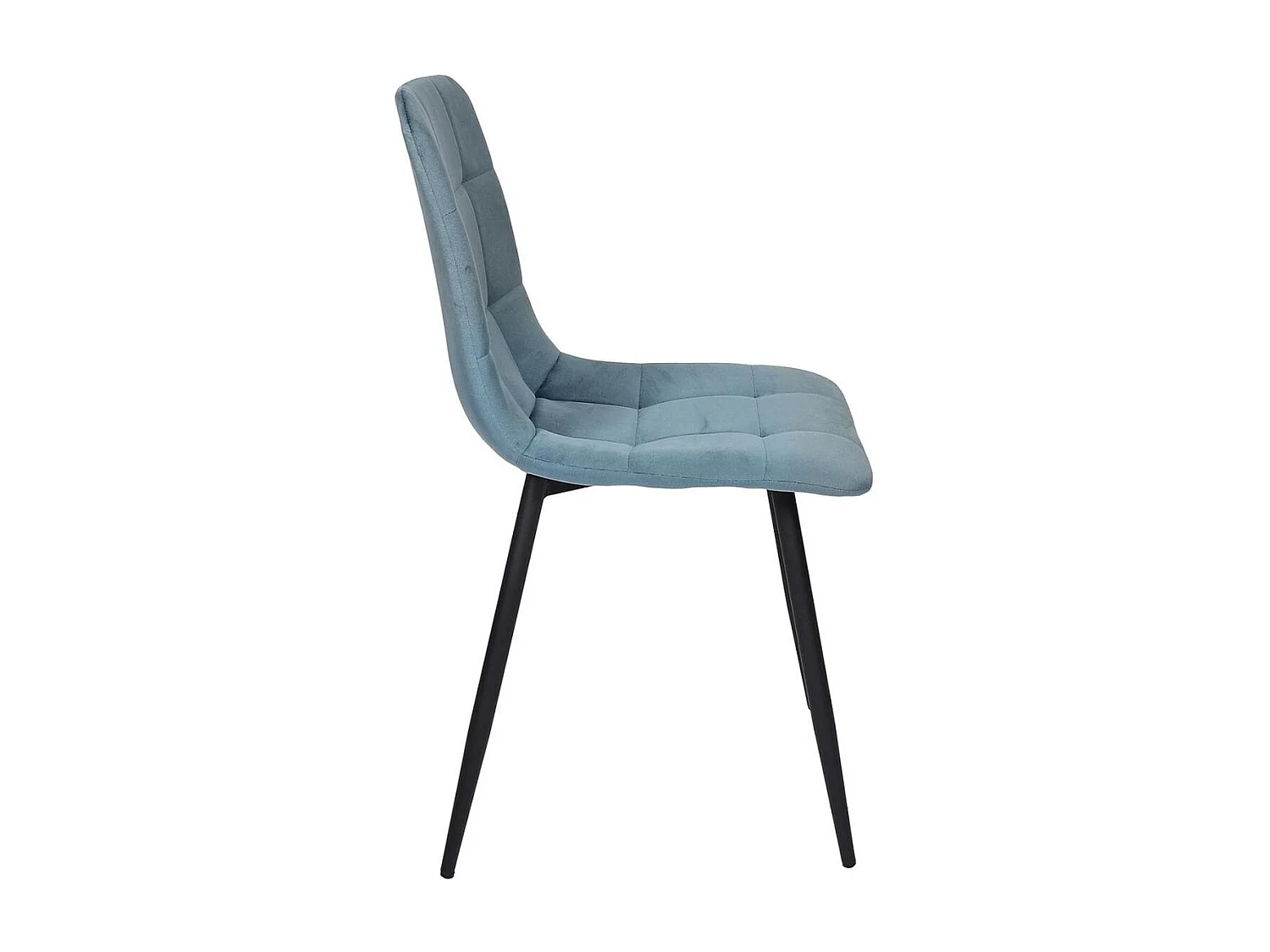 Lot de 6 chaises matelassées en tissu toucher doux bleu canard - MATELIA