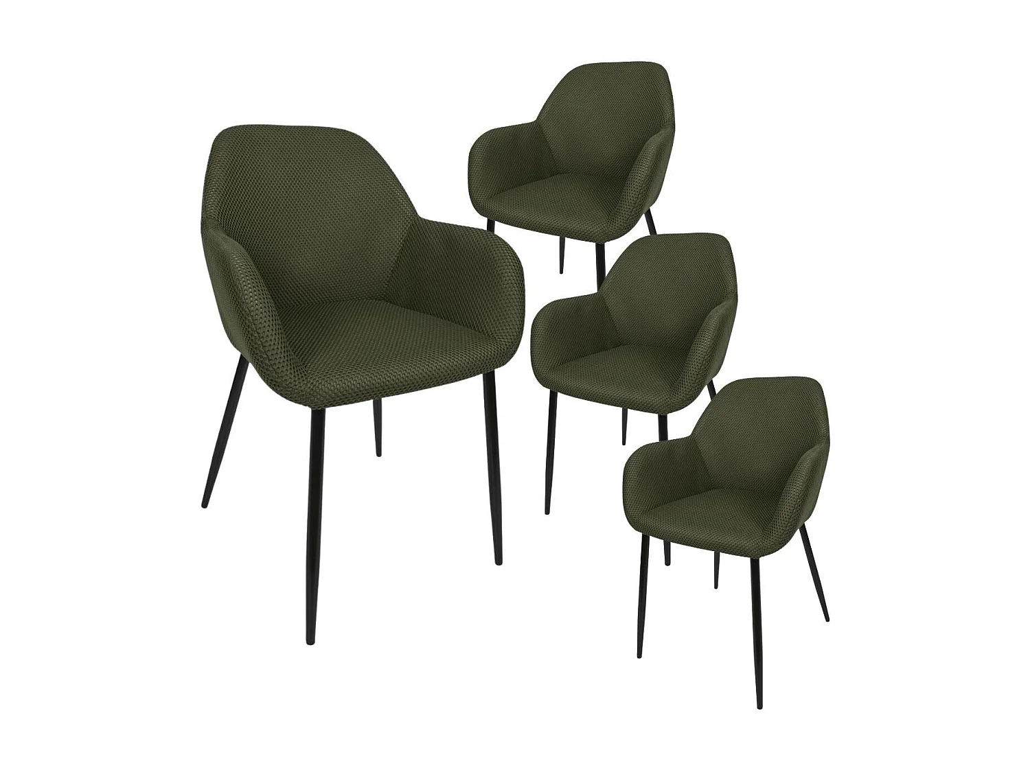 Lot de 4 fauteuils de table en tissu texturé maille 3D kaki - ELECTRON