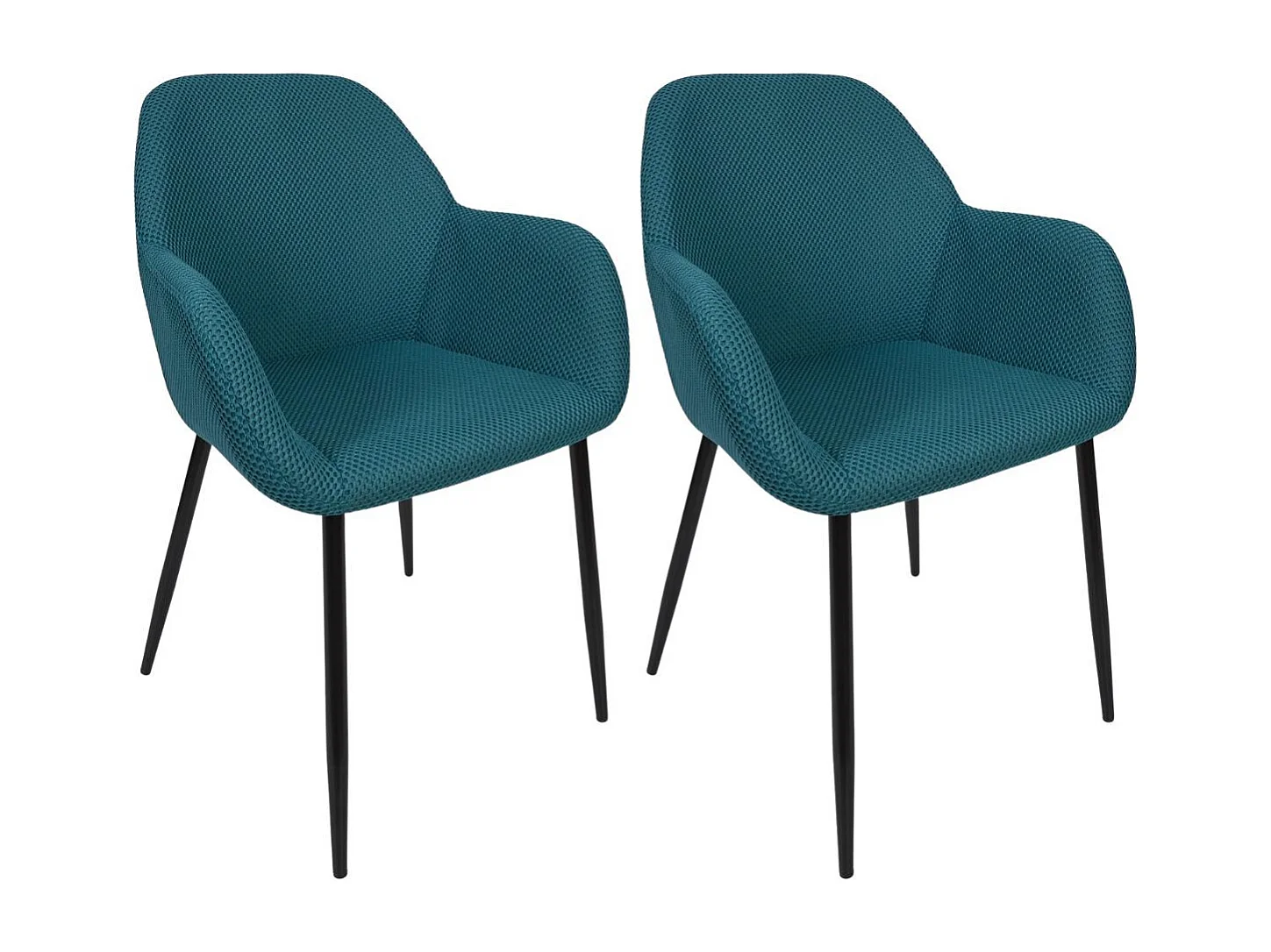 Lot de 2 fauteuils de table en tissu texturé maille 3D bleu - ELECTRON