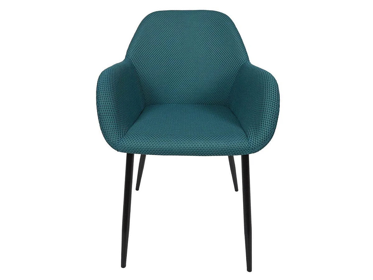Lot de 2 fauteuils de table en tissu texturé maille 3D bleu - ELECTRON