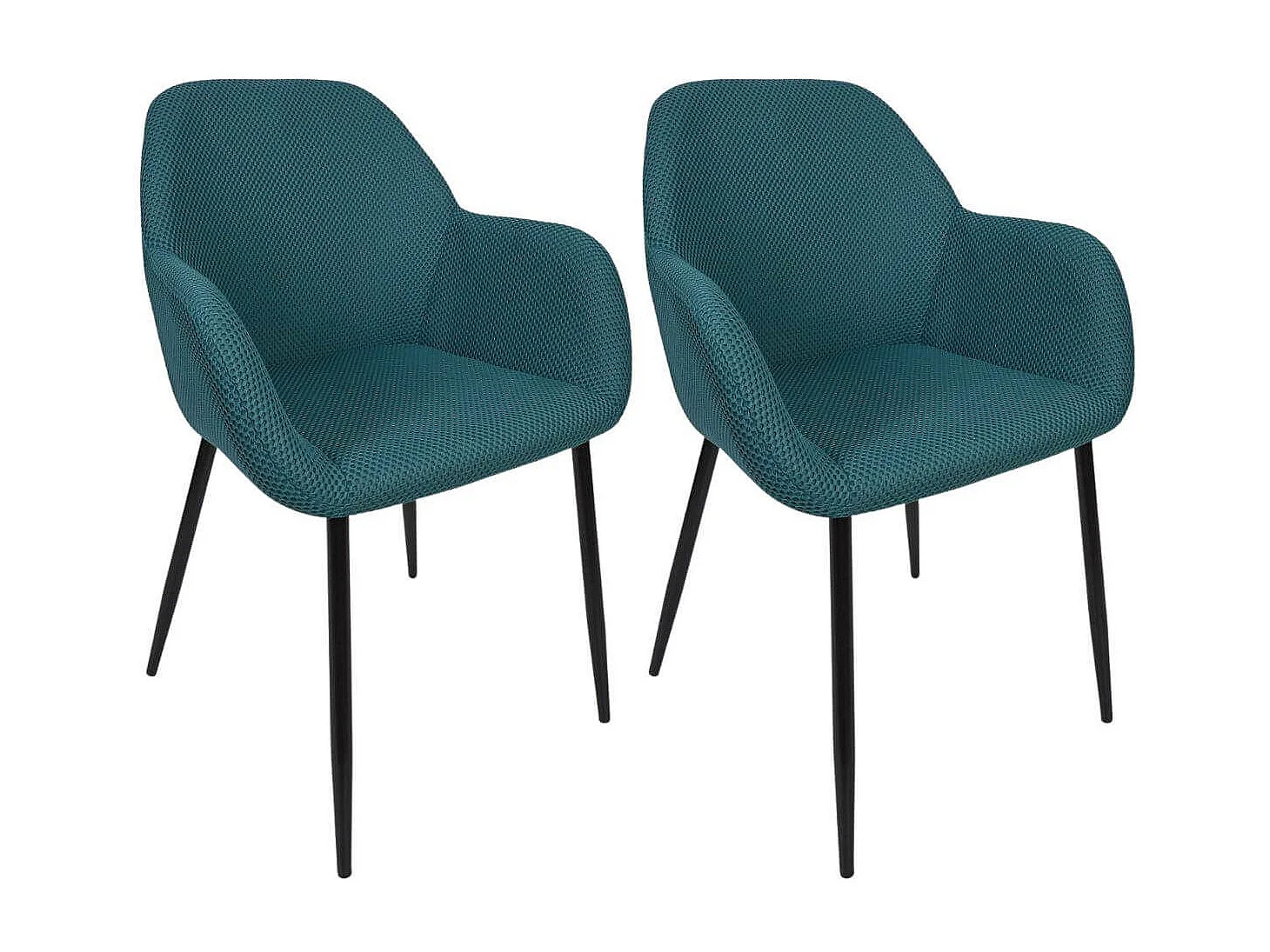 Lot de 2 fauteuils de table en tissu texturé maille 3D bleu - ELECTRON