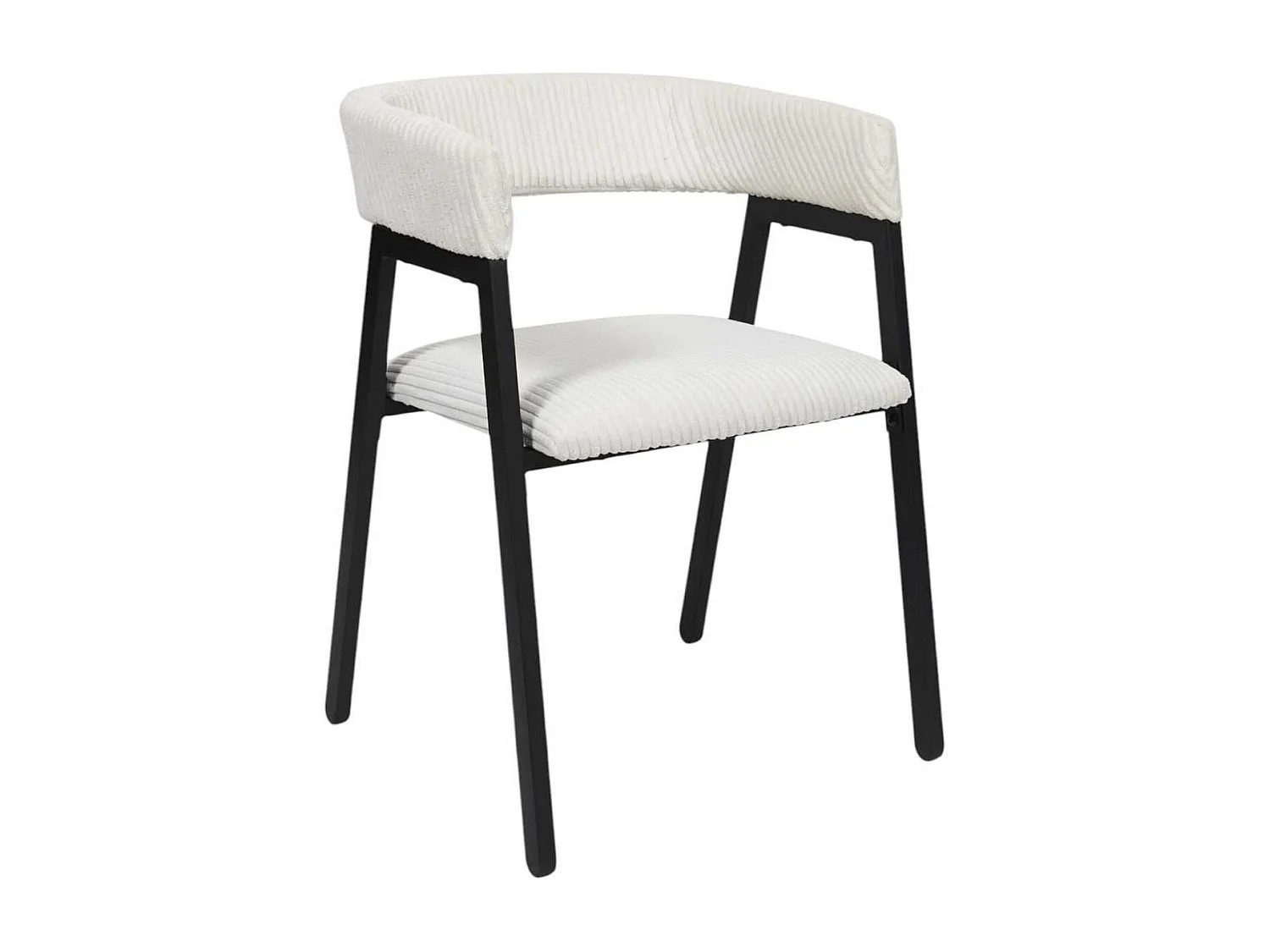 Lot de 4 fauteuils de table design en métal et velours côtelé coloris crème - AMORY