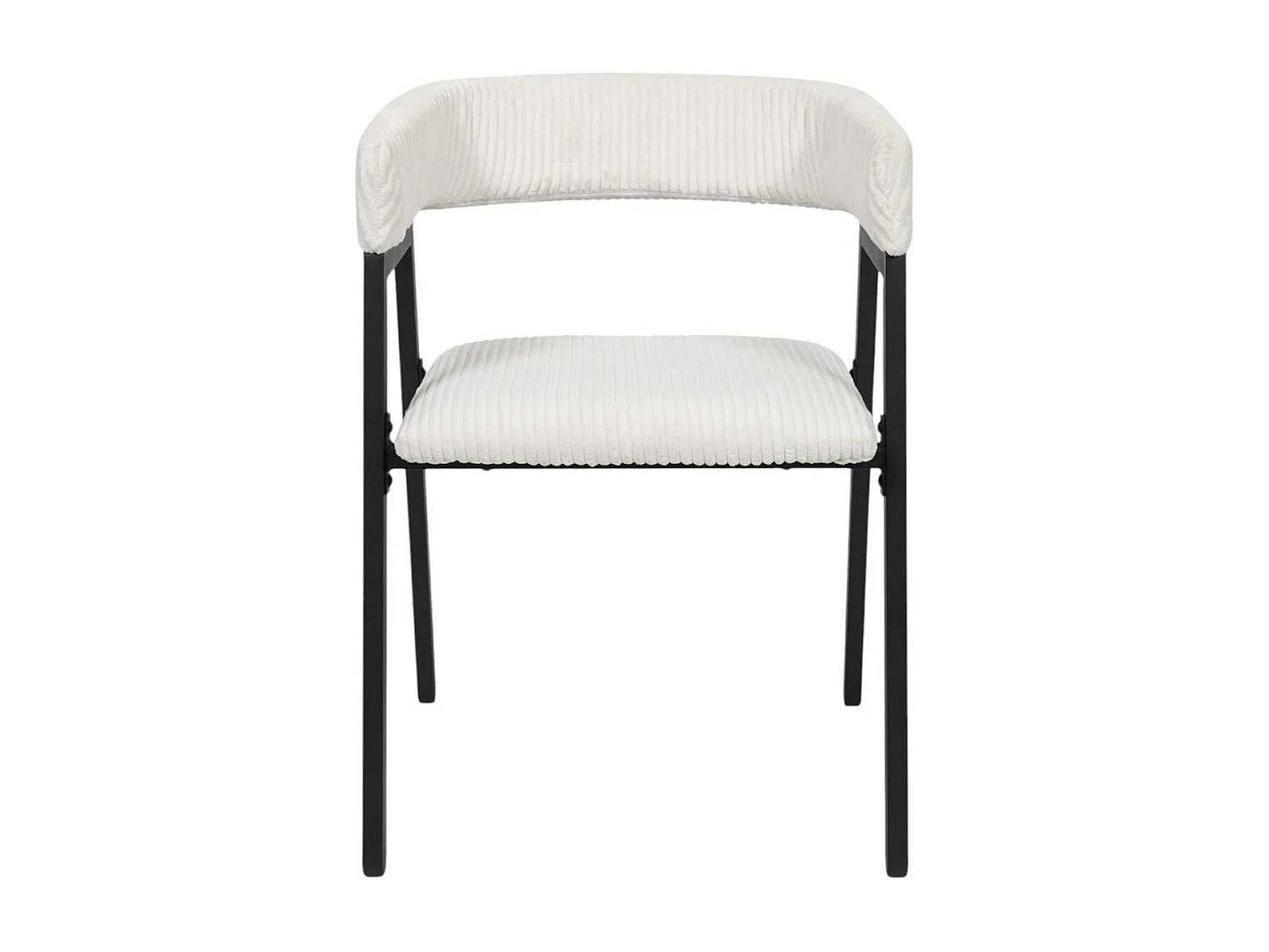 Lot de 4 fauteuils de table design en métal et velours côtelé coloris crème - AMORY