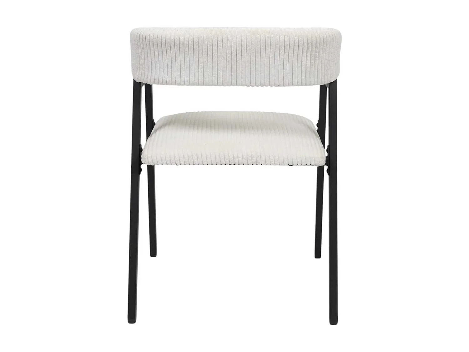Lot de 4 fauteuils de table design en métal et velours côtelé coloris crème - AMORY