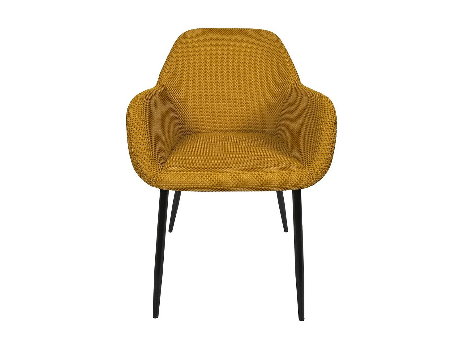 Lot de 4 fauteuils de table en tissu texturé maille 3D jaune - ELECTRON