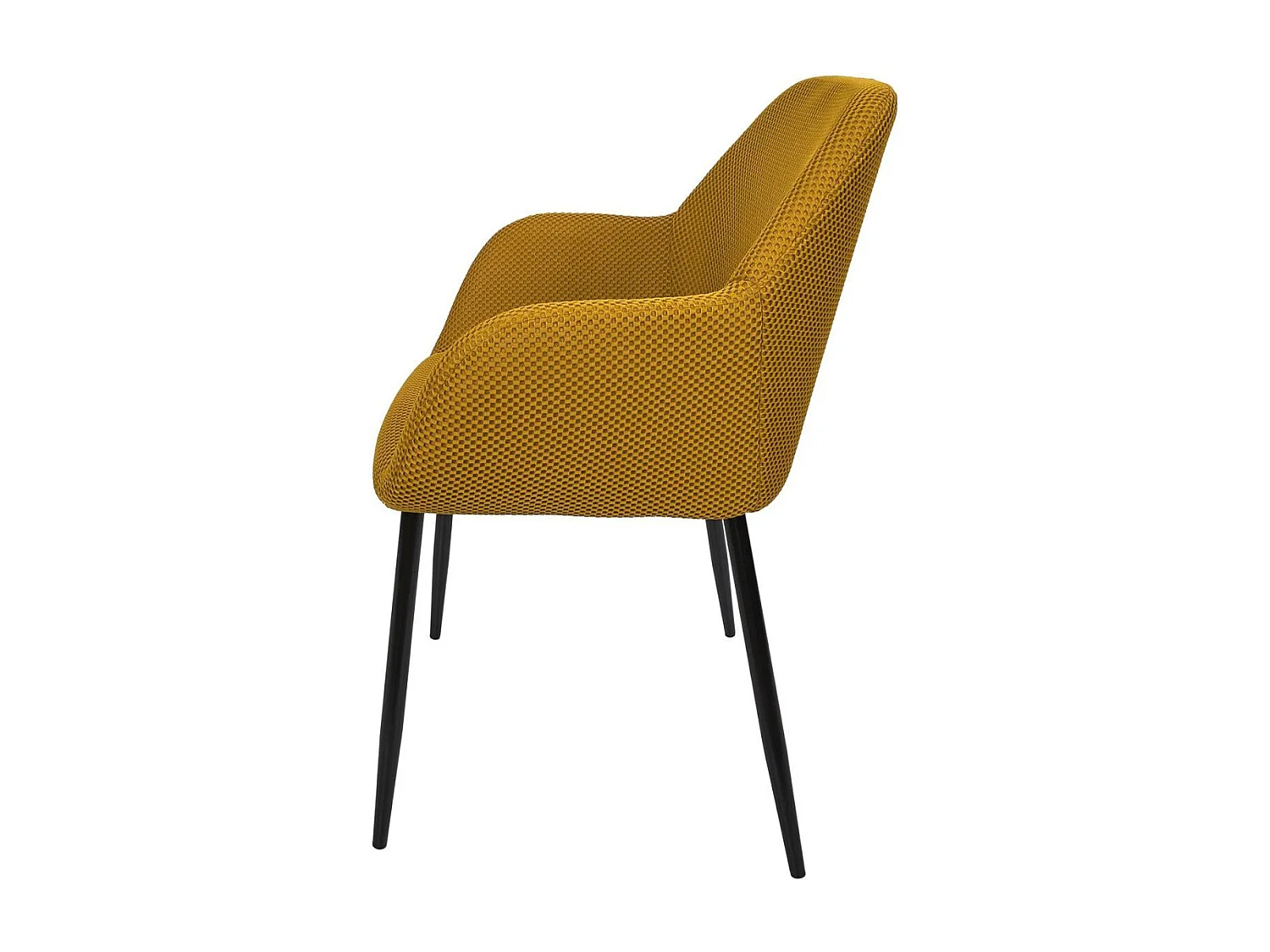Lot de 4 fauteuils de table en tissu texturé maille 3D jaune - ELECTRON
