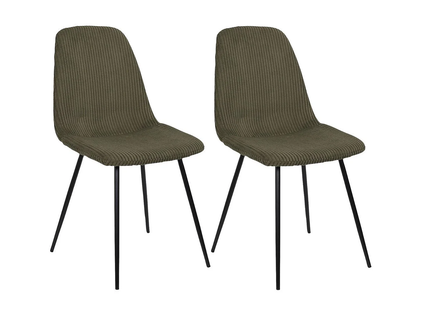 Lot de 2 chaises en velours côtelé coloris vert - AMORY