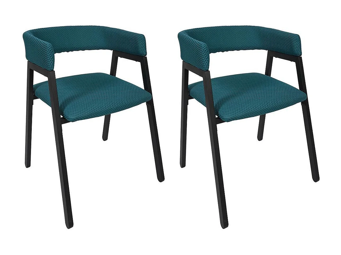 Lot de 2 fauteuils design de table en tissu texturé maille 3D bleu - ELECTRON