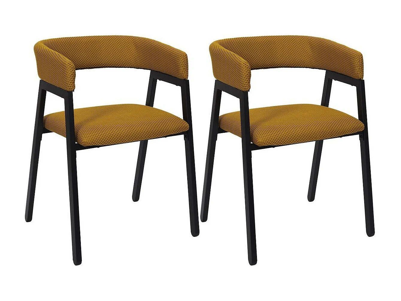 Lot de 2 fauteuils design de table en tissu texturé maille 3D jaune - ELECTRON