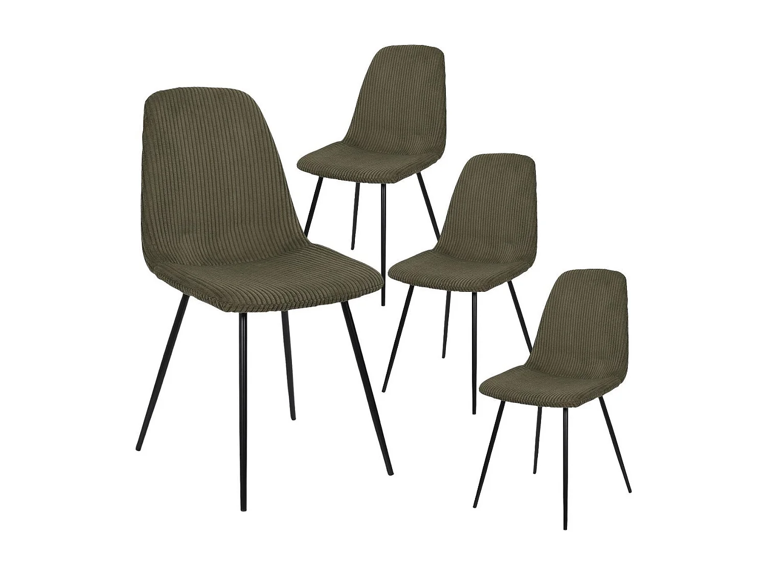 Lot de 4 chaises en velours côtelé coloris vert - AMORY